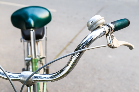 Close-up Stainless Steel Handlebar of Bicycleの写真素材