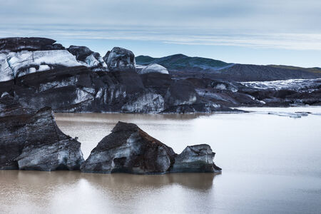 Glacier and lake with icebergs, Icelandの写真素材