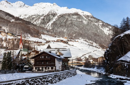 Ski resort of Soelden in Austria, Alpsのeditorial素材