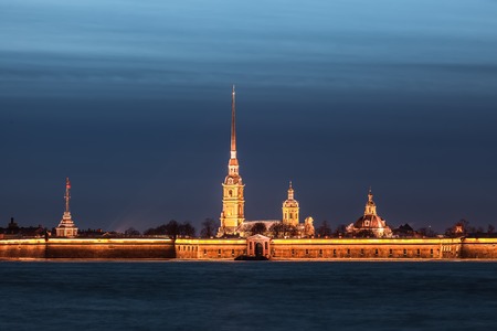 Peter and Paul Fortress in the ivening, St. Petersburg, Russiaのeditorial素材