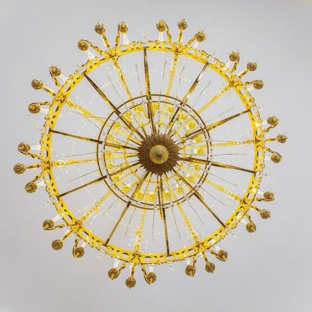 Bottom view of the historic gold chandelierの写真素材