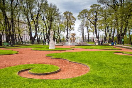 Summer garden in Saint Petersburg in spring Russiaのeditorial素材