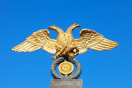 Gold eagle on the grille of Russian Museum Mikhailovsky Palace. Museum is the largest depository of Russian fine art in St. Petersburg, established in 1895のeditorial素材