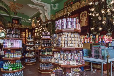 ST. PETERSBURG, RUSSIA - APRIL 15, 2016: Interior of Yeliseev's Food Hall. Yeliseyev Grocery Store constructed in 19021903 for the Elisseeff Brothers, located at Nevsky Prospekt. It is one of the landmark of St. Petersburgのeditorial素材