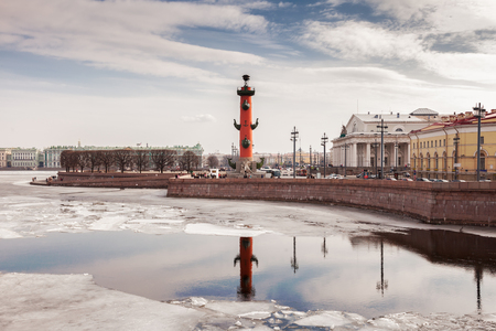 SAINT PETERSBURG, RUSSIA - MARCH 26, 2016: Spit of Vasilyevsky Island is one of the main and most beautiful ensembles of St. Petersburgのeditorial素材