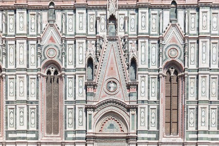 Part of the facade of the Cathedral Santa Maria del Fiore (Duomo)  in Florence, Italyの写真素材