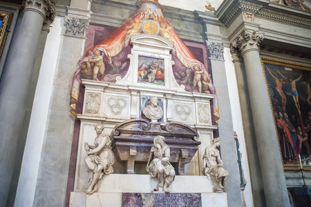 Florence, Italy â April 03, 2017: Michelangelo's tomb in the Basilica of Santa Croceのeditorial素材