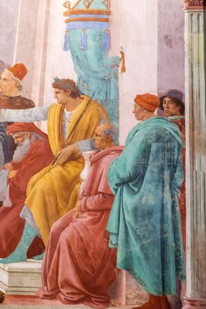 Florence, Italy â April 08, 2017: Famous Renaissance frescoes  in Brancacci Chapel in the Church of Santa Maria del Carmineのeditorial素材