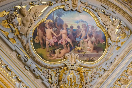 St. Petersburg, Russia â€“ August 26, 2017: Ceiling of Vladimir Palace. Vladimir Palace  was...