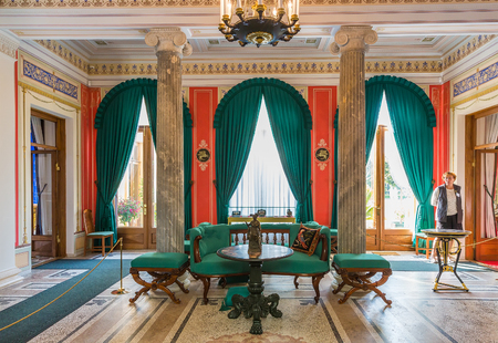 St. Petersburg, Russia - August 30, 2017: Interior of Tsarina's Pavilion in Peterhof on Islands was built for the Empress Aleksandra Feodorovnaのeditorial素材