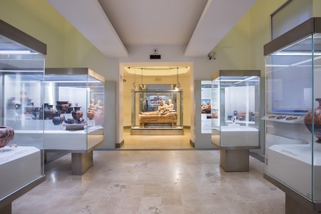Rome, Italy â March 20, 2018:  Interior of the National Etruscan Museum is a museum of the Etruscan civilization, housed in the Villa Giuliaのeditorial素材