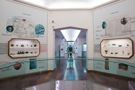 Rome, Italy â March 20, 2018:  Interior of the National Etruscan Museum is a museum of the Etruscan civilization, housed in the Villa Giuliaのeditorial素材