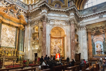 Rome, Italy â€“ March 22, 2018: Interior of Sant Agnese in Agone (also called Sant Agnese in...