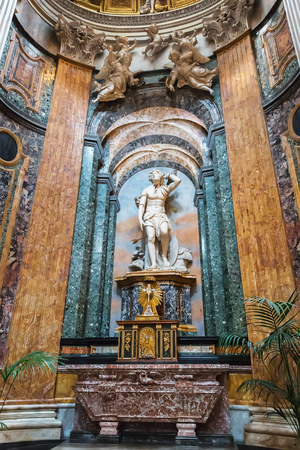 Rome, Italy â March 22, 2018: Part of interior of Sant Agnese in Agone (also called Sant Agnese in Piazza Navona), baroque churchのeditorial素材