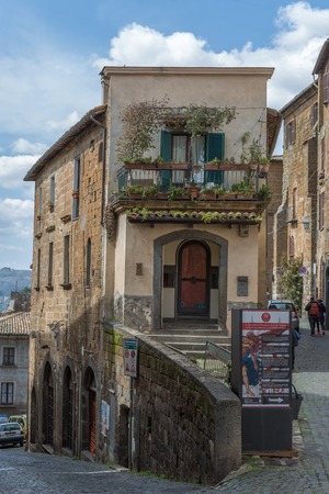 Orvieto, Italy â March 24, 2018: Narrow streets in the center of the old townのeditorial素材