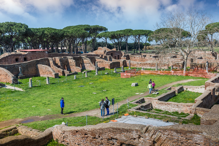 Rome, Italy â March 23, 2018: Roman ancient ruins in Ostia Anticaのeditorial素材