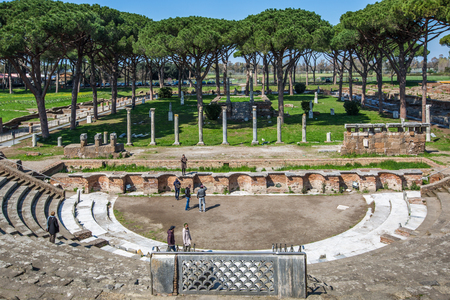 Roman ancient theater in Ostia Antica, Rome, Italyのeditorial素材