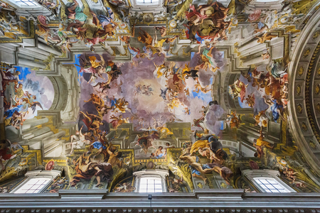 Rome, Italy â March 26, 2018: Ceiling in church of St. Ignatius of Loyola at Campus Martius (Sant'Ignazio)のeditorial素材