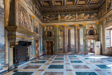 Rome, Italy â March 27, 2018: Interior of Renaissance Villa Farnesina, monument of architecture and painting of the High Renaissanceのeditorial素材