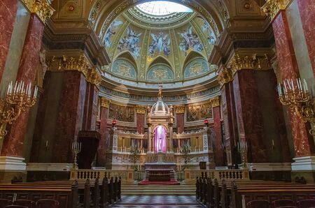 Budapest, Hungary - March 07, 2019: Interior of St. Istvan (St. Stephen's) Basilicaのeditorial素材
