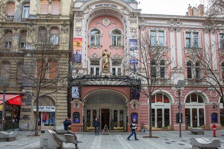 Budapest, Hungary - March 08, 2019: Main entrance to the famous Operetta Theater in Budapestのeditorial素材