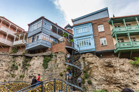 Tbilisi, Georgia - May 25, 2019: Old streets in the center of Tbilisi, Georgiaのeditorial素材