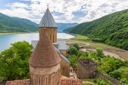 View on Ananuri fortress with Orthodox monastery in Georgia.