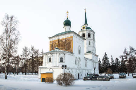 Russia, Irkutsk, - February 21, 2021: Church of Our Savior (Spasskaya Church) was built in 1706-1710 in Irkutskのeditorial素材