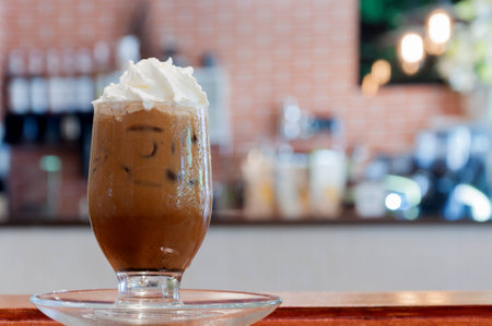 Ice coffee with whipping cream