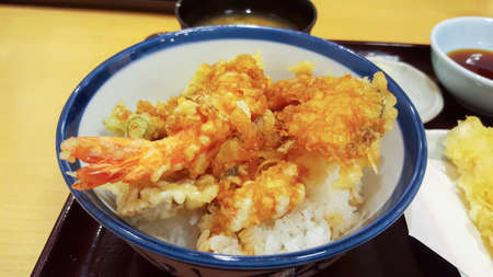 Tendon, tempura on rice, Japanese food, selective focusの写真素材