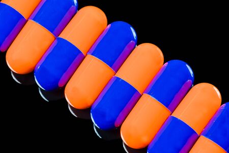 pills on black backgroundの写真素材