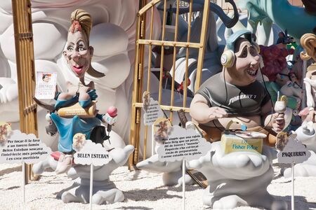 VALENCIA,SPAIN - MARCH 17:Las Fallas,papermache models are constructed then burnt in the traditional celebration in praise of St Joseph on March 17,2012 in Valencia,Spain.のeditorial素材