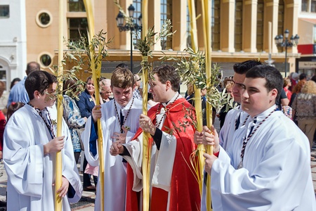 TORREMOLINOS, SPAIN - APRIL 01: traditional processions of Holy Week in the streets on April 01,...