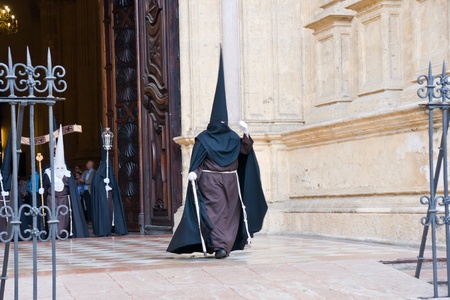 MALAGA, SPAIN - APRIL 01: traditional processions of Holy Week in the Cathedral on April 01, 2012 in...