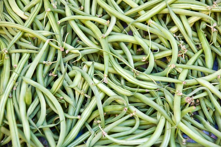 Green beans in a marketの写真素材