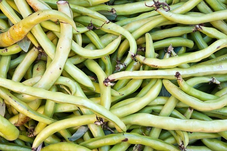 Green beans in a marketの写真素材