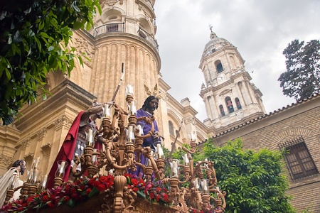 holy week in Malaga, Spain. Dulce Nombre processionの写真素材