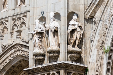 Detail of the main facade in the Cathedral of Toledo, Spainの写真素材
