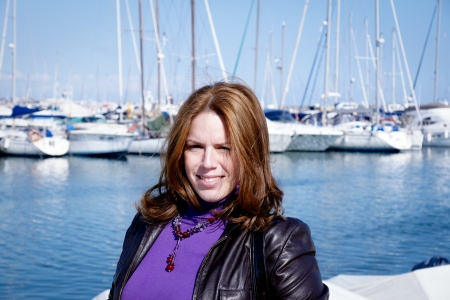 woman in Fuengirola port, Spainの写真素材