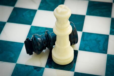 chess pieces on a chess board の写真素材