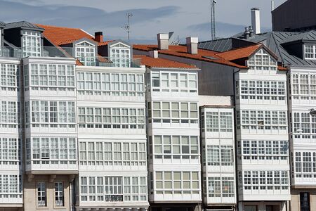 glazed windows in La Coruna, Spainの写真素材