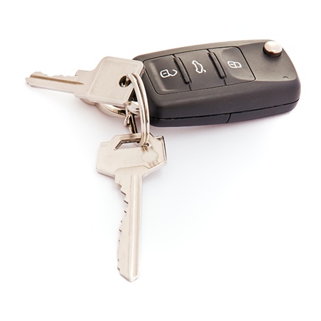 Garage remote control over white background の写真素材