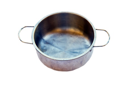 old metallic pot in white backgroundの写真素材