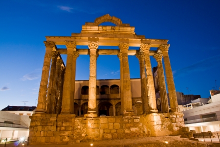 Merida, Badajoz, Extremadura, Spain. Roman Diana´s temple のeditorial素材