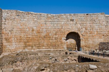Roman ruins in Merida, Badajoz, Extremadura, Spainの写真素材