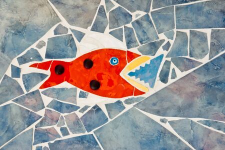 colorful mosaic of a fishの写真素材