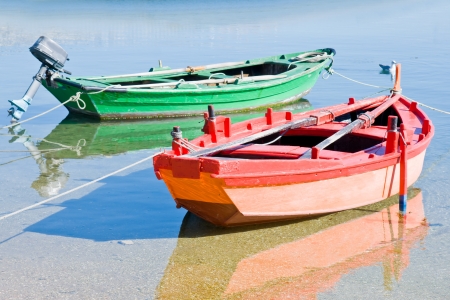 boats in Rias Baixas, Galicia, Spainの写真素材