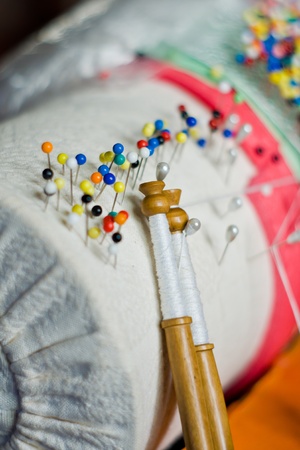 Bobbin lace, traditional handicraftsの写真素材