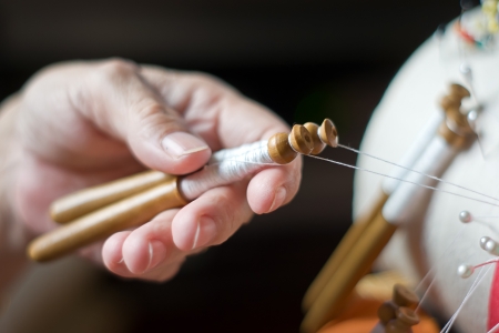 Bobbin lace, traditional handicraftsの写真素材
