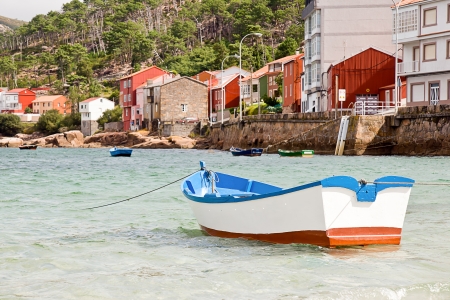 boats in Rias Baixas, Galicia, Spainの写真素材